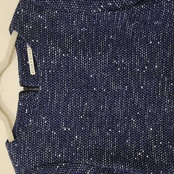 Alice + Olivia Blue Silver Knit Sweater Crop Top Size 6 - Picture 9 of 16